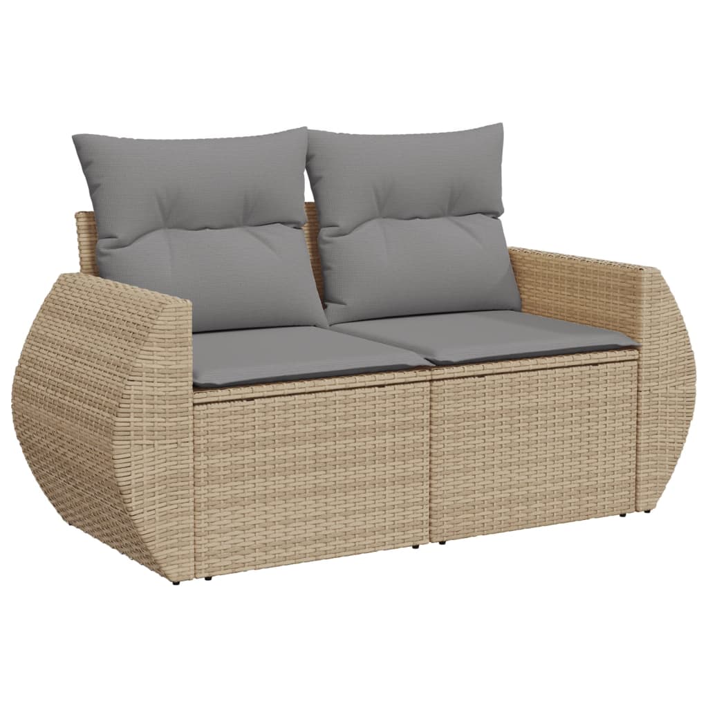 11-tlg. Garten-Sofagarnitur mit Kissen Schwarz Poly Rattan
