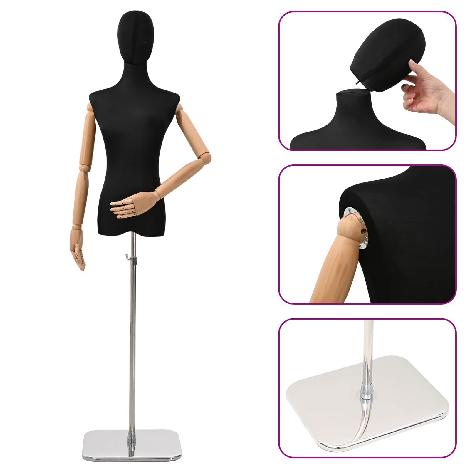 Verstellbare Mannequin 165-213 cm mit Fuß Weiblich PP Weiß