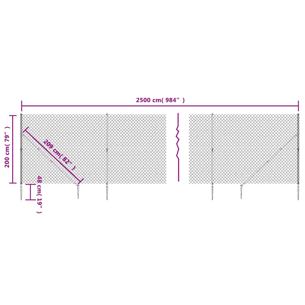 Maschendrahtzaun mit Bodenhülsen Grün 0,8x10 m