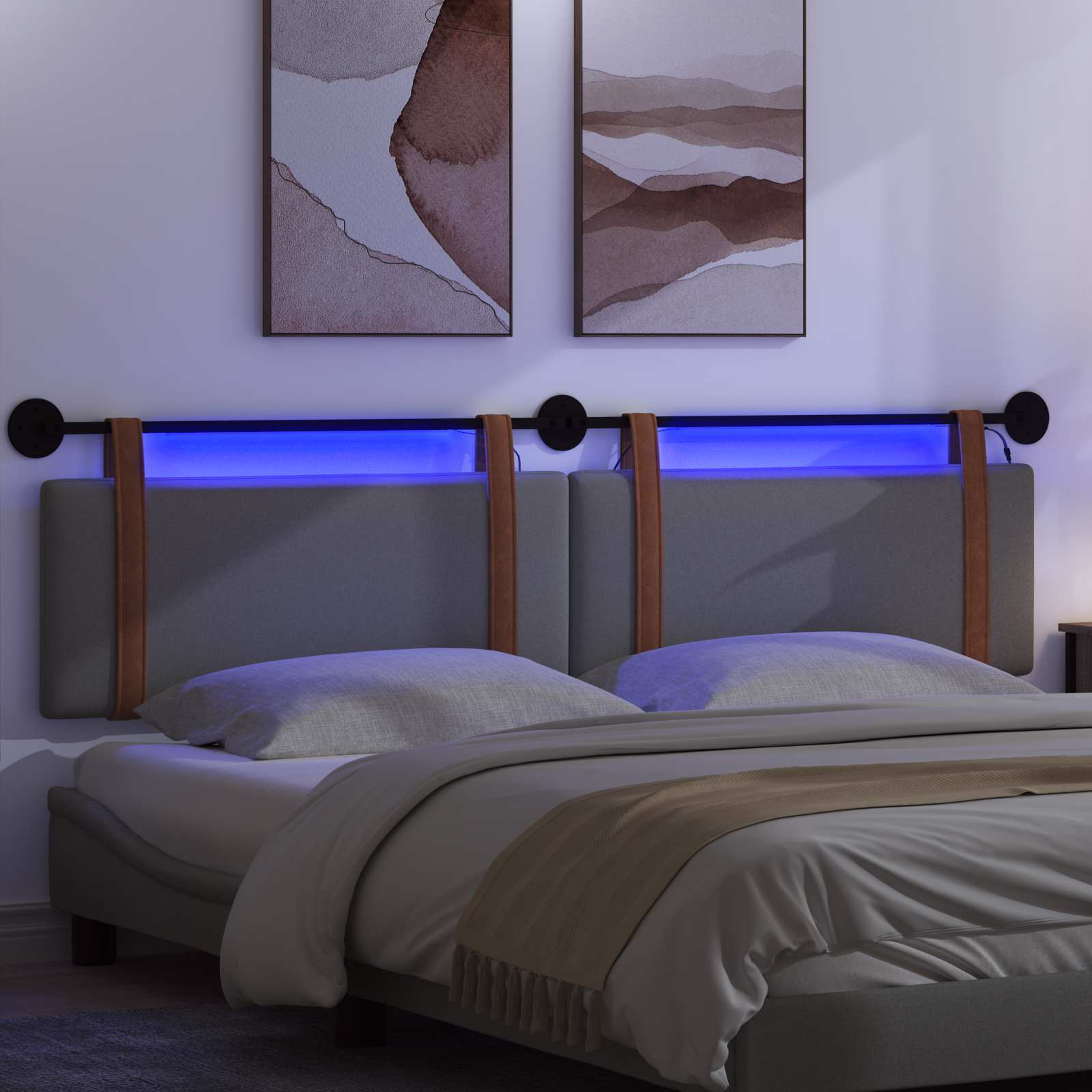 Hängendes Kopfteil Mit LED Licht Wolkengrau Antikes PU