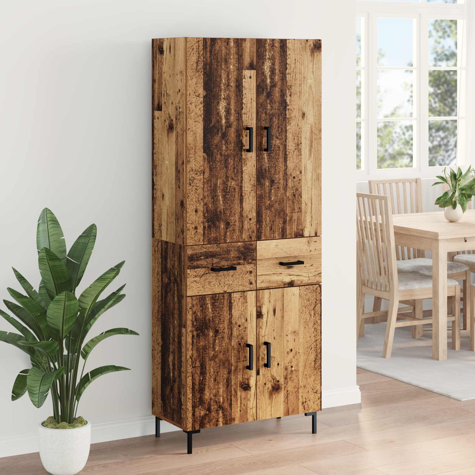 Highboard Betongrau 69,5x34x180 cm Holzwerkstoff