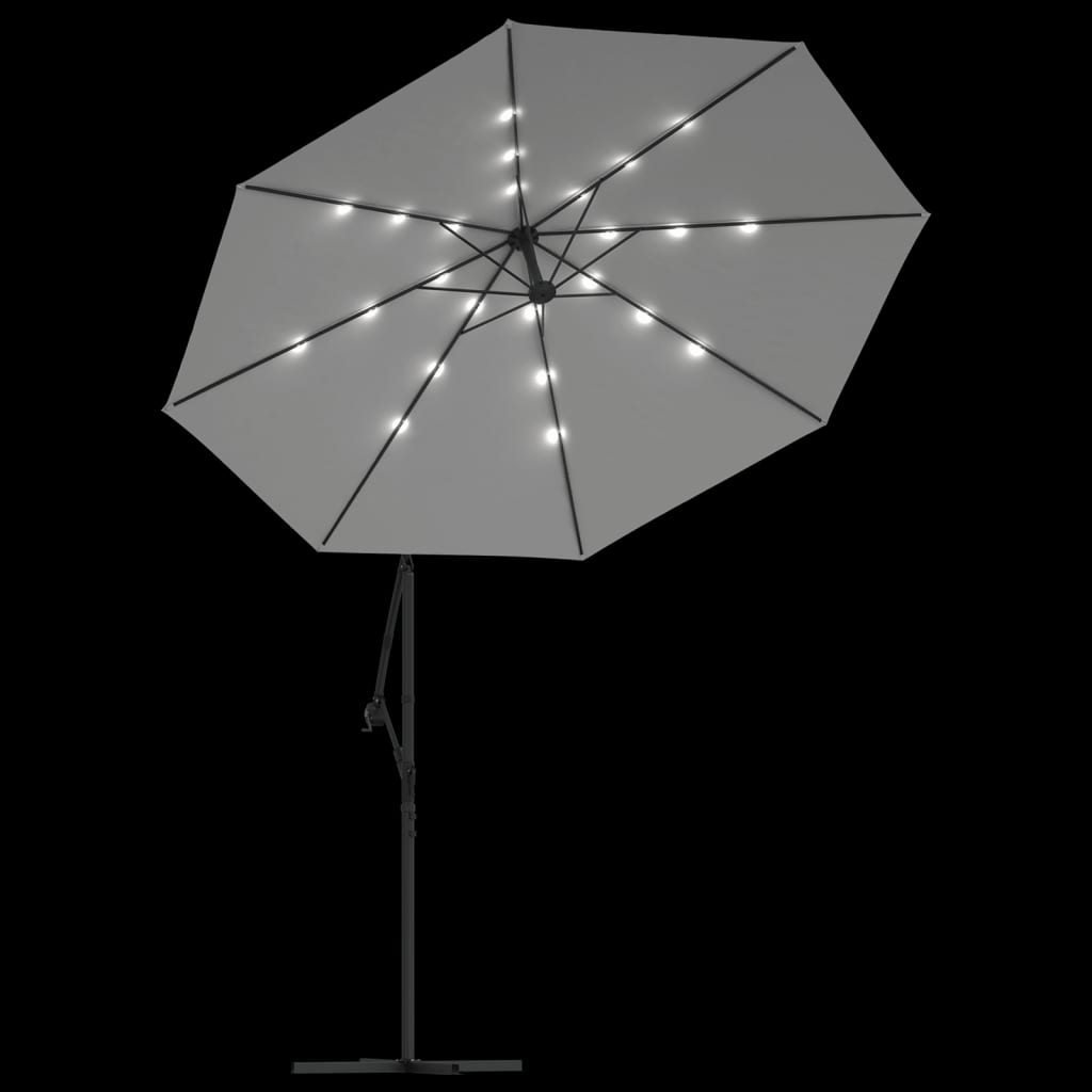 Ampelschirm mit LED-Beleuchtung und Stahl-Mast Weinrot