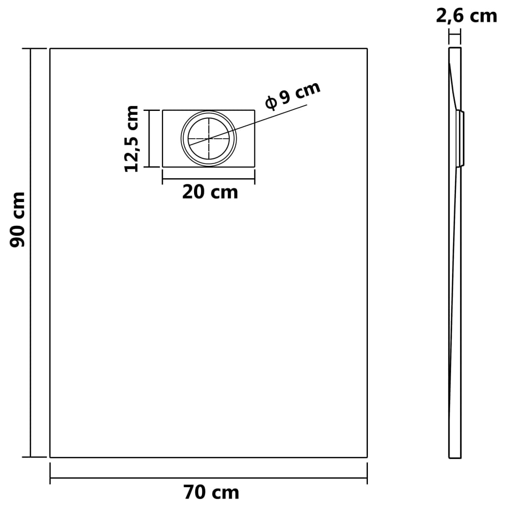 Duschwanne SMC Weiß 120×70 cm