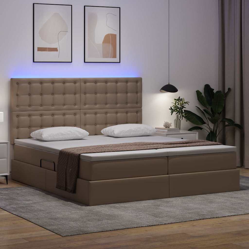 Bett mit Stauraum und LED Schwarz 180 x 200 cm Kunstleder