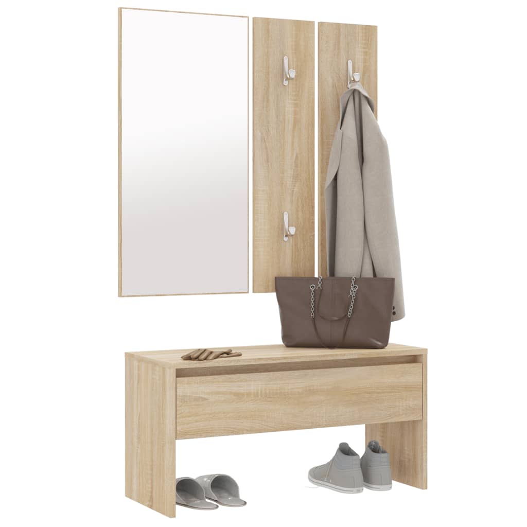 Garderoben-Set Weiß Holzwerkstoff