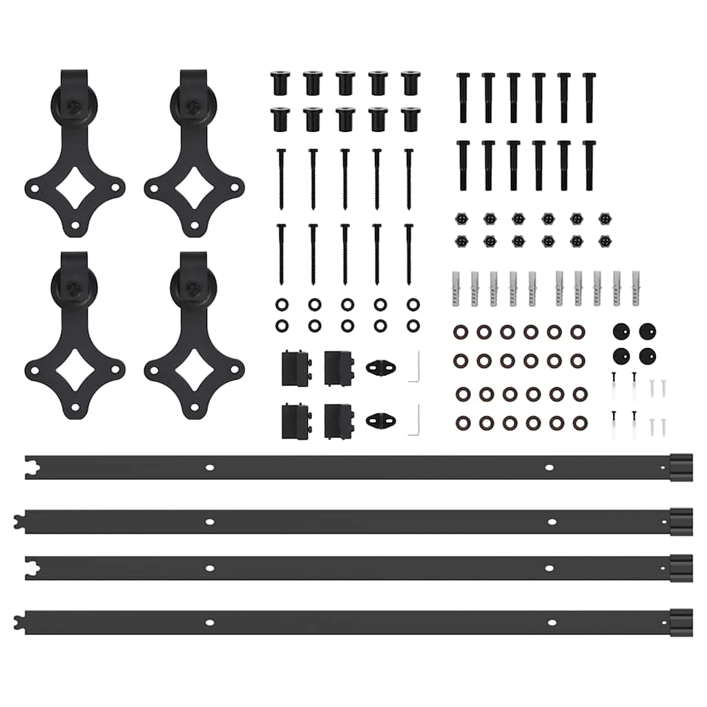 Schiebetürbeschlag-Set 152,5 cm Stahl Schwarz