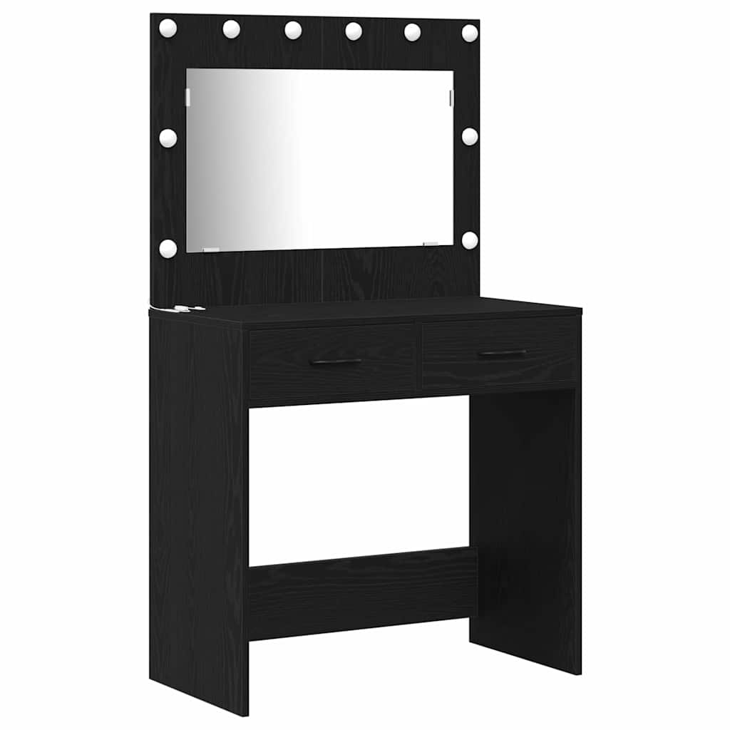 Schminktisch mit Spiegelbeleuchtung 2 pcs Weiß Holzwerkstoff