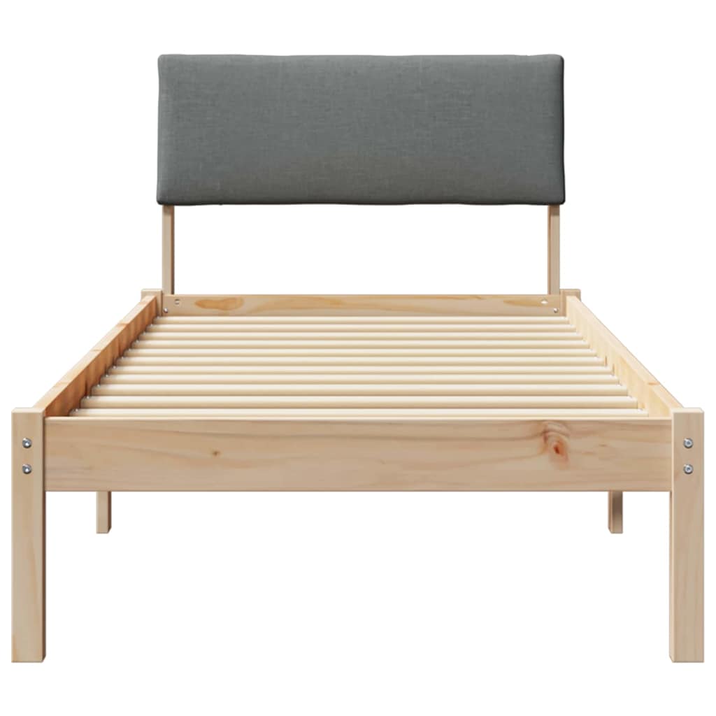 Bettgestell Braun und hellgrau 200 x 200 cm Massivholz Kiefer