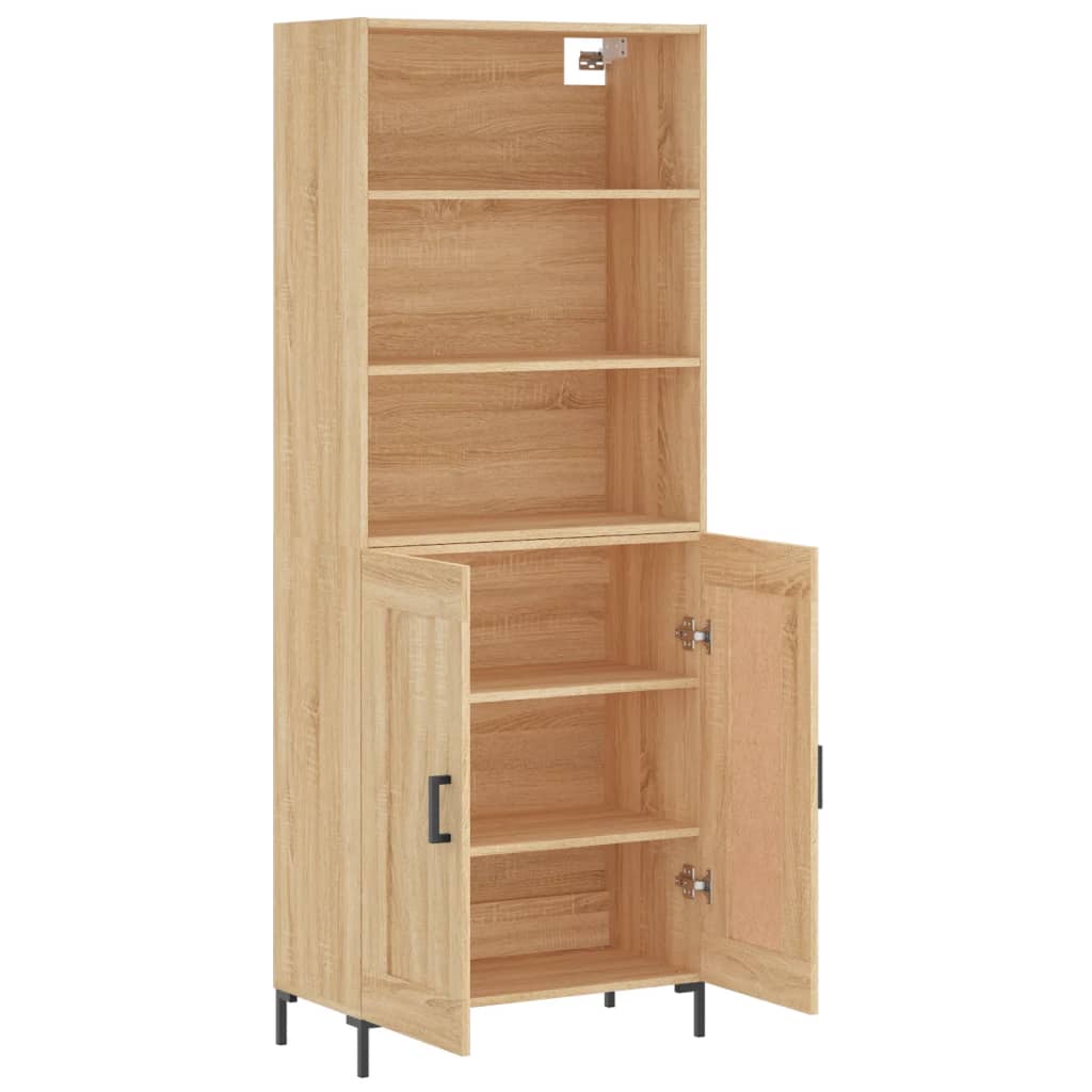 Highboard Hochglanz-Weiß 69,5x34x180 cm Holzwerkstoff