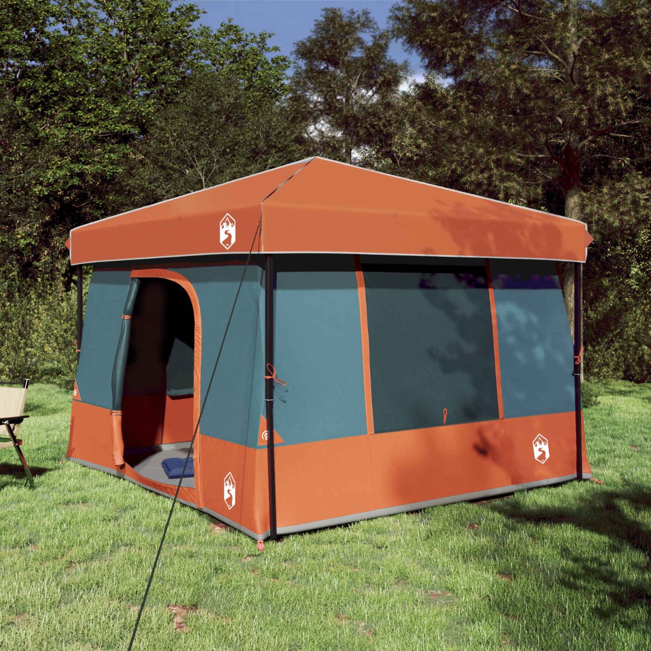 Camping-Zelt-Set mit Dach 2 pcs Blau Taffeta und Stoff