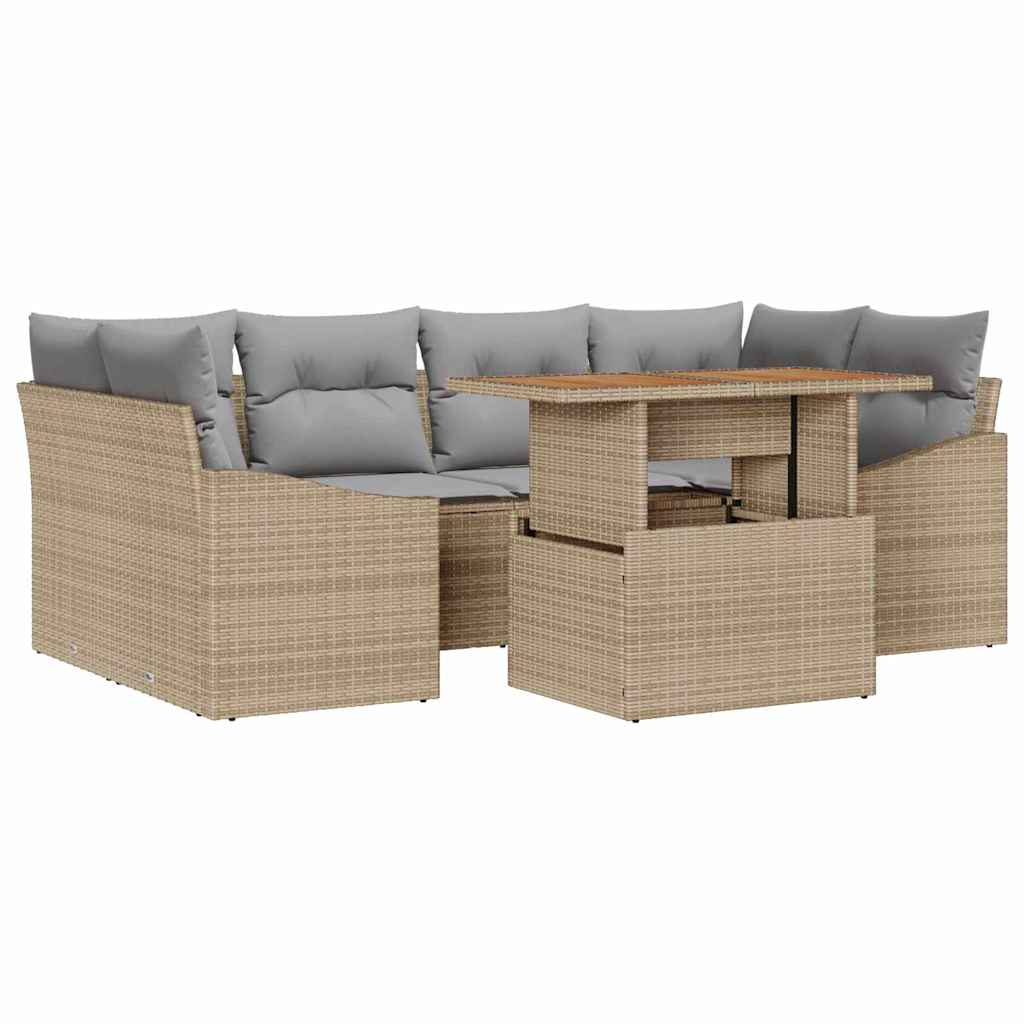 Garten Essgruppe mit Kissen 7 pcs Schwarz und Creme