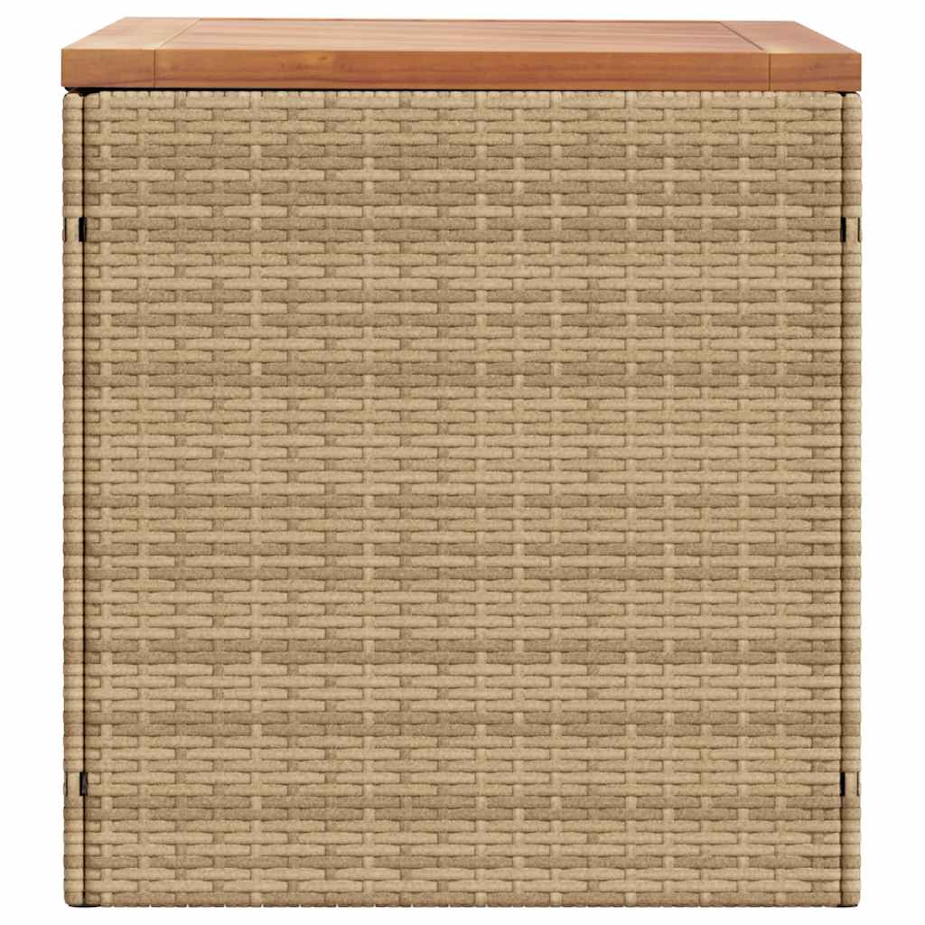 Gartentruhe Schwarz 110x50x54 cm Poly Rattan Akazienholz