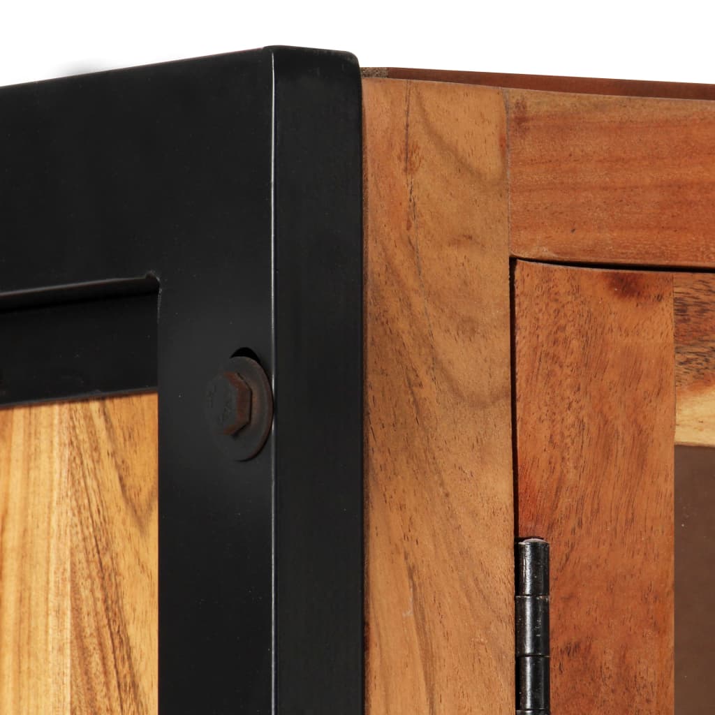 Highboard 100x40x175 cm Massives Raues Mangoholz