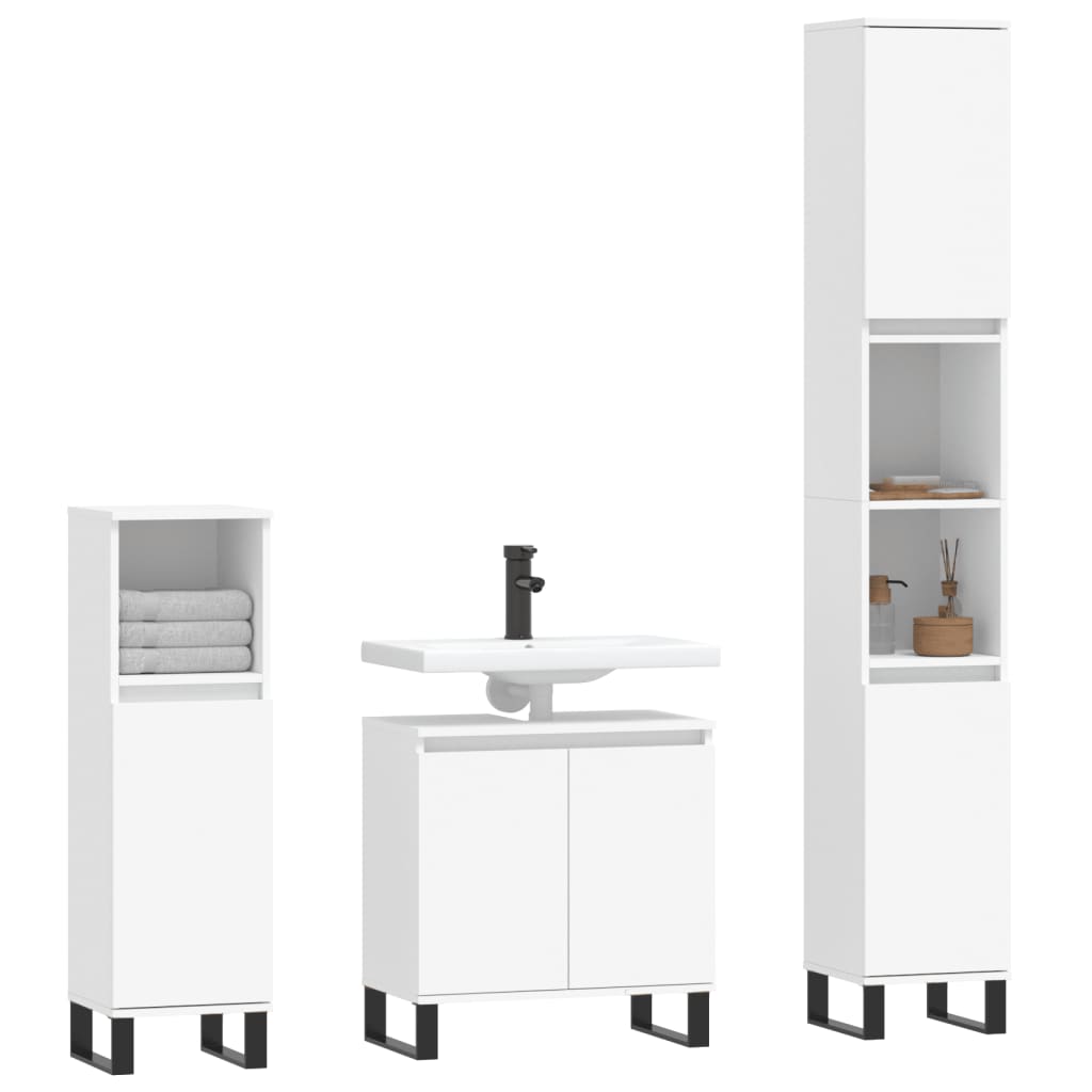 3-tlg. Badmöbel-Set Räuchereiche Holzwerkstoff