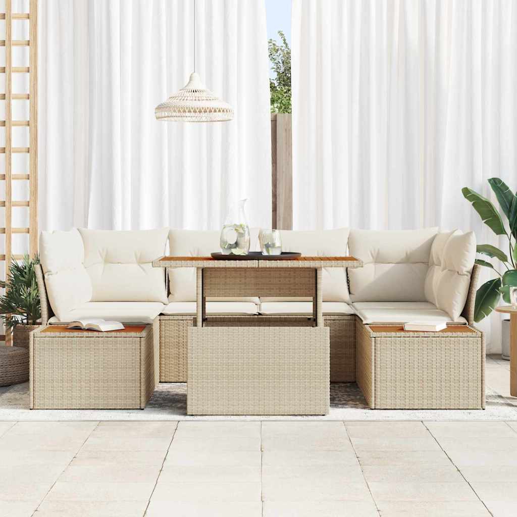 Garten Essgruppe mit Kissen 9 pcs Schwarz und Beige