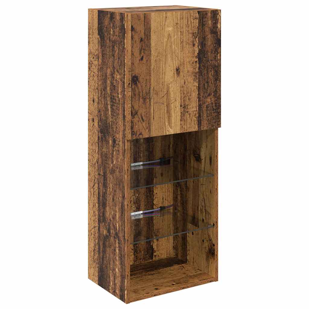 5-tlg. Wohnwand mit LED-Beleuchtung Weiß Holzwerkstoff