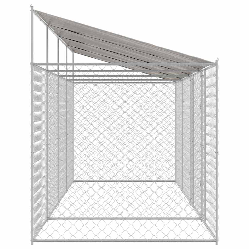 Hundezwinger mit Dach und Tür Grau 2x2x2 m Verzinkter Stahl