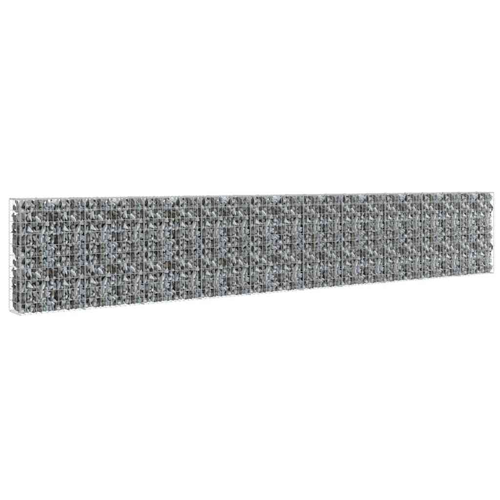 Gabionenwand mit Abdeckung Verzinkter Stahl 20×20×100 cm