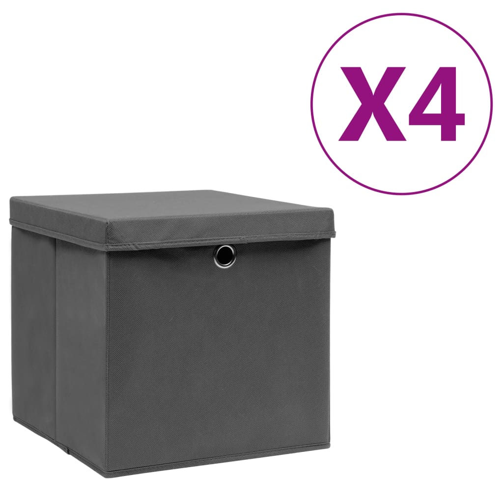 Aufbewahrungsboxen mit Deckeln 10 Stk. 28x28x28 cm Schwarz