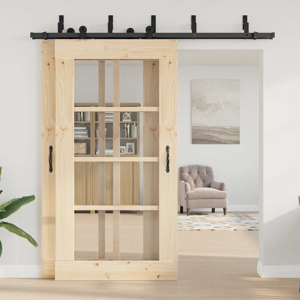 Schiebetürbeschlag-Set 152,5 cm Stahl Schwarz