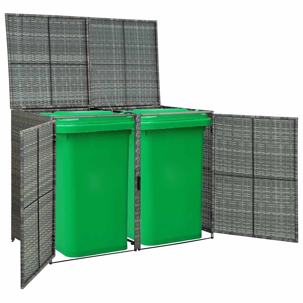 Mülltonnenbox für 2 Tonnen Poly Rattan Schwarz 148x80x111 cm