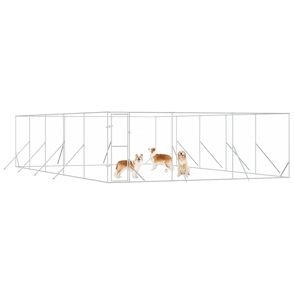 Outdoor-Hundezwinger Silbern 2x2x2 m Verzinkter Stahl