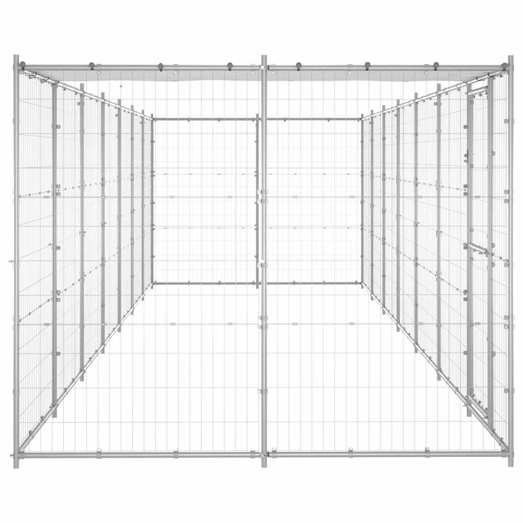 Outdoor-Hundezwinger mit Überdachung Stahl 7,26 m²