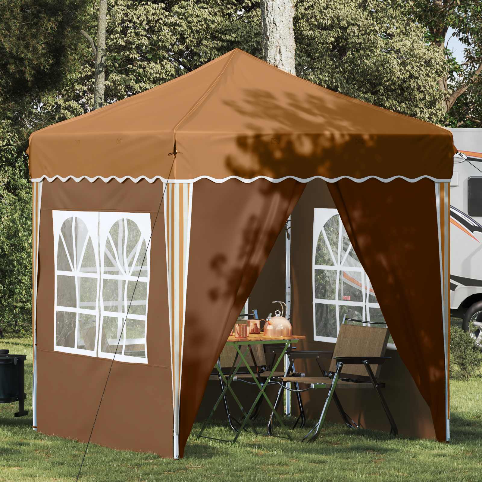 Pop-up Partyzelt 195 x 195 x 245 cm Creme Oxford-Stoff