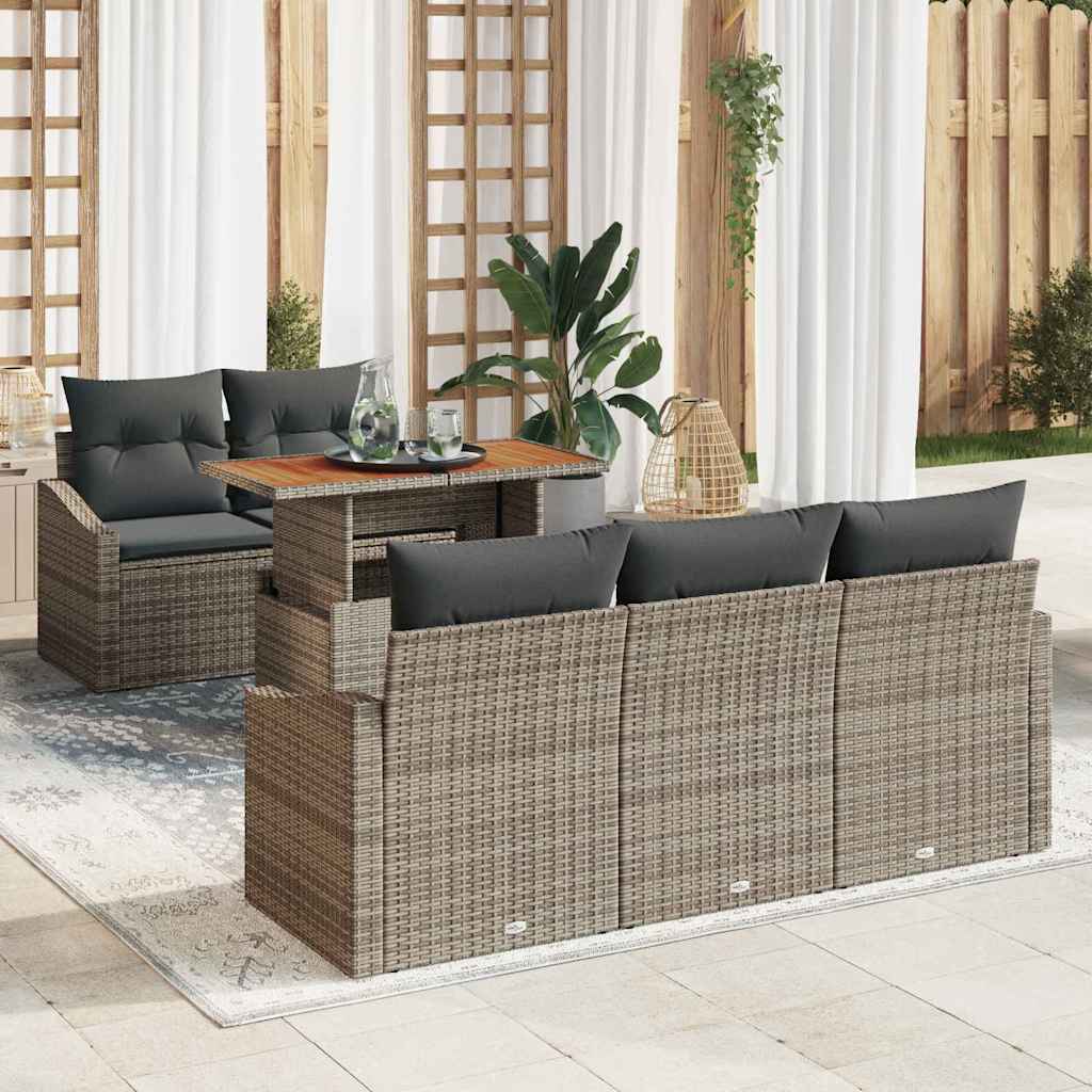 Garten Essgruppe mit Kissen 6 pcs Schwarz und Creme