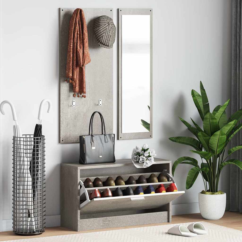 Garderoben Flur 3-in-1 Schuhschrank Schuhkipper Spiegel