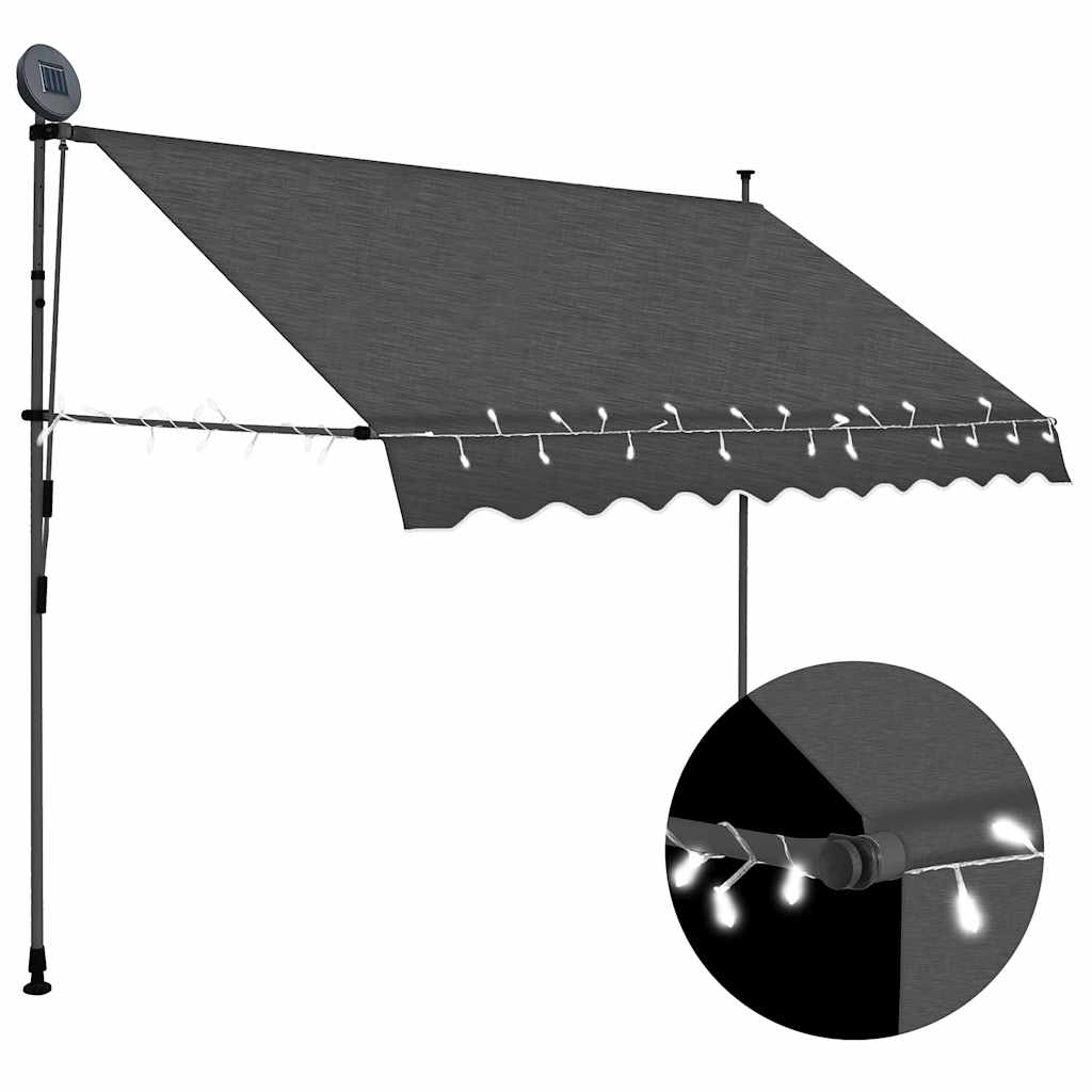 Einziehbare Markise Handbetrieben mit LED 100 cm Blau und Weiß