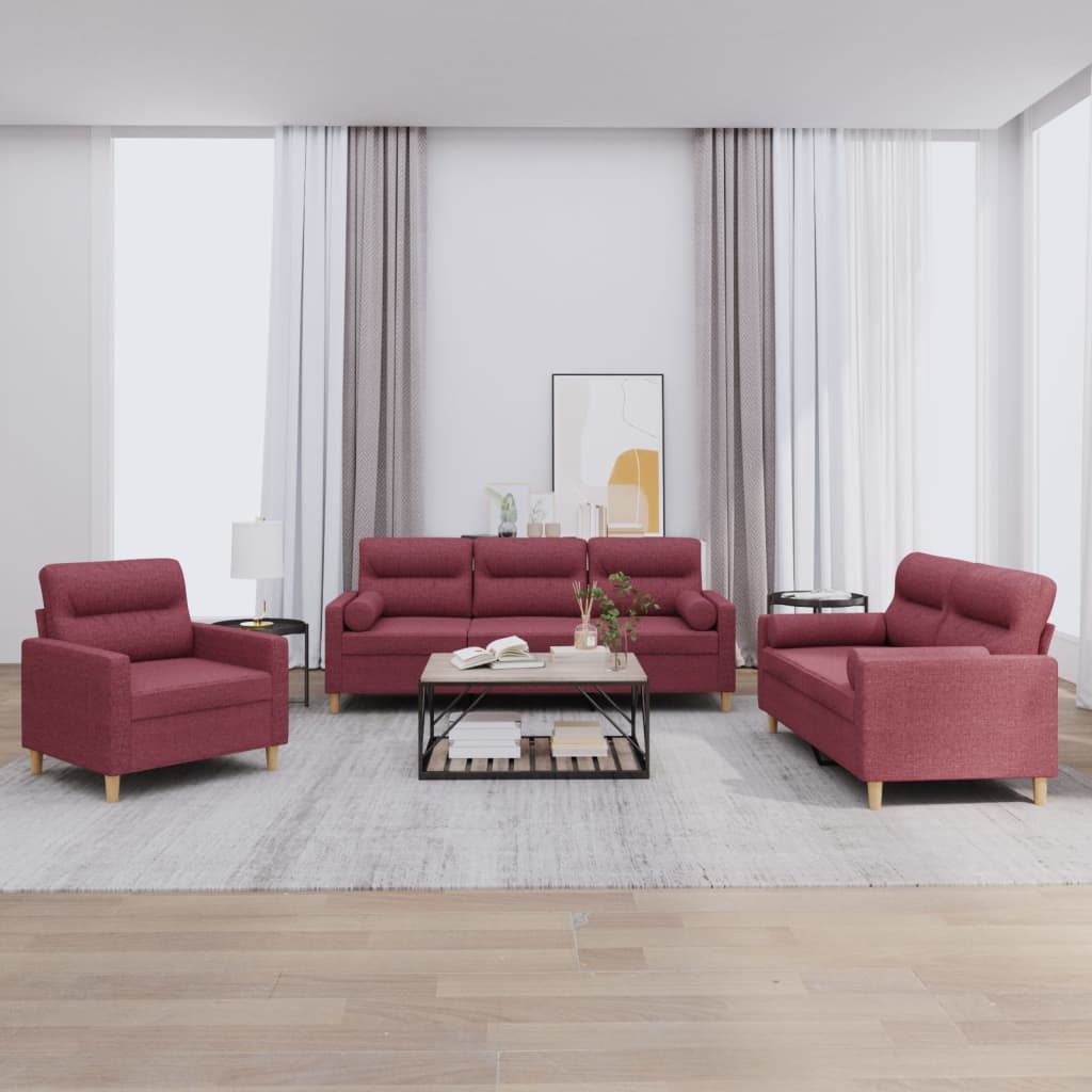 4-tlg. Sofagarnitur mit Kissen Taupe Stoff