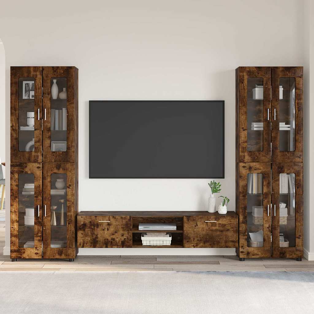 Highboard mit Regal FLORIN Weiß 60 x 35 x 182 cm Holzwerkstoff