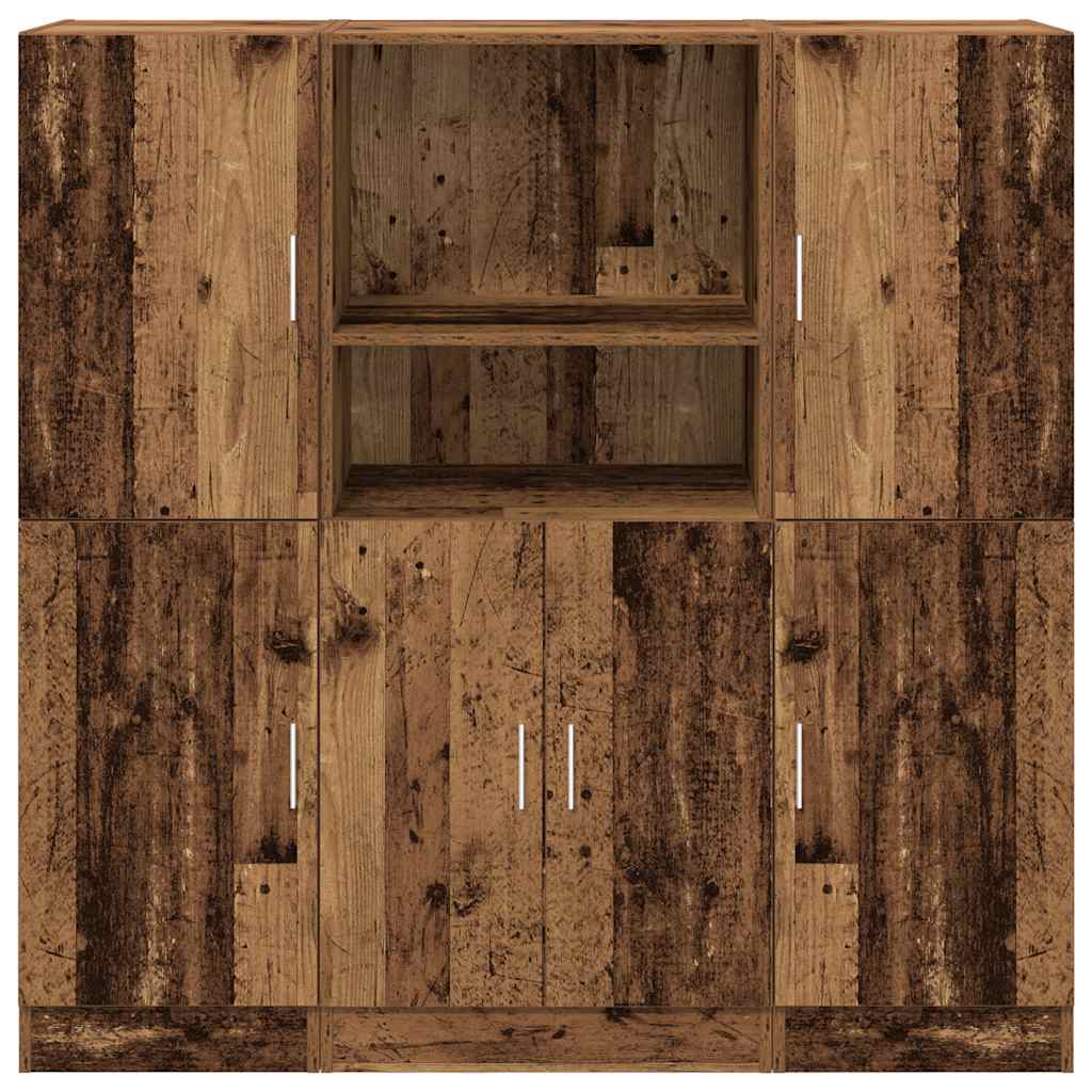 3-tlg. Küchenschrank-Set Weiß Holzwerkstoff