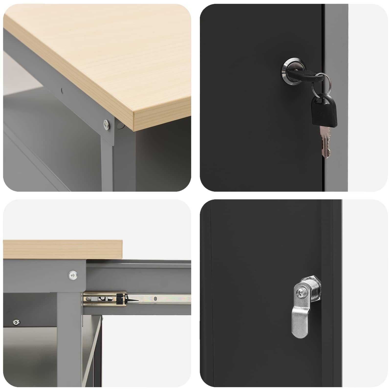 Arbeitsschrankset mit Schubladen mit Regal 8 pcs Grau