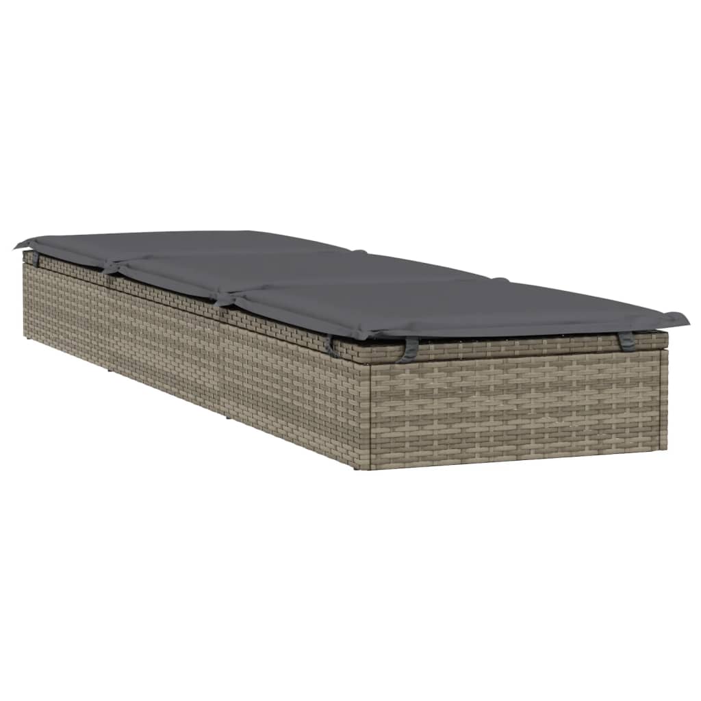 Sonnenliege 1 Stk. mit Tisch Schwarz Poly Rattan