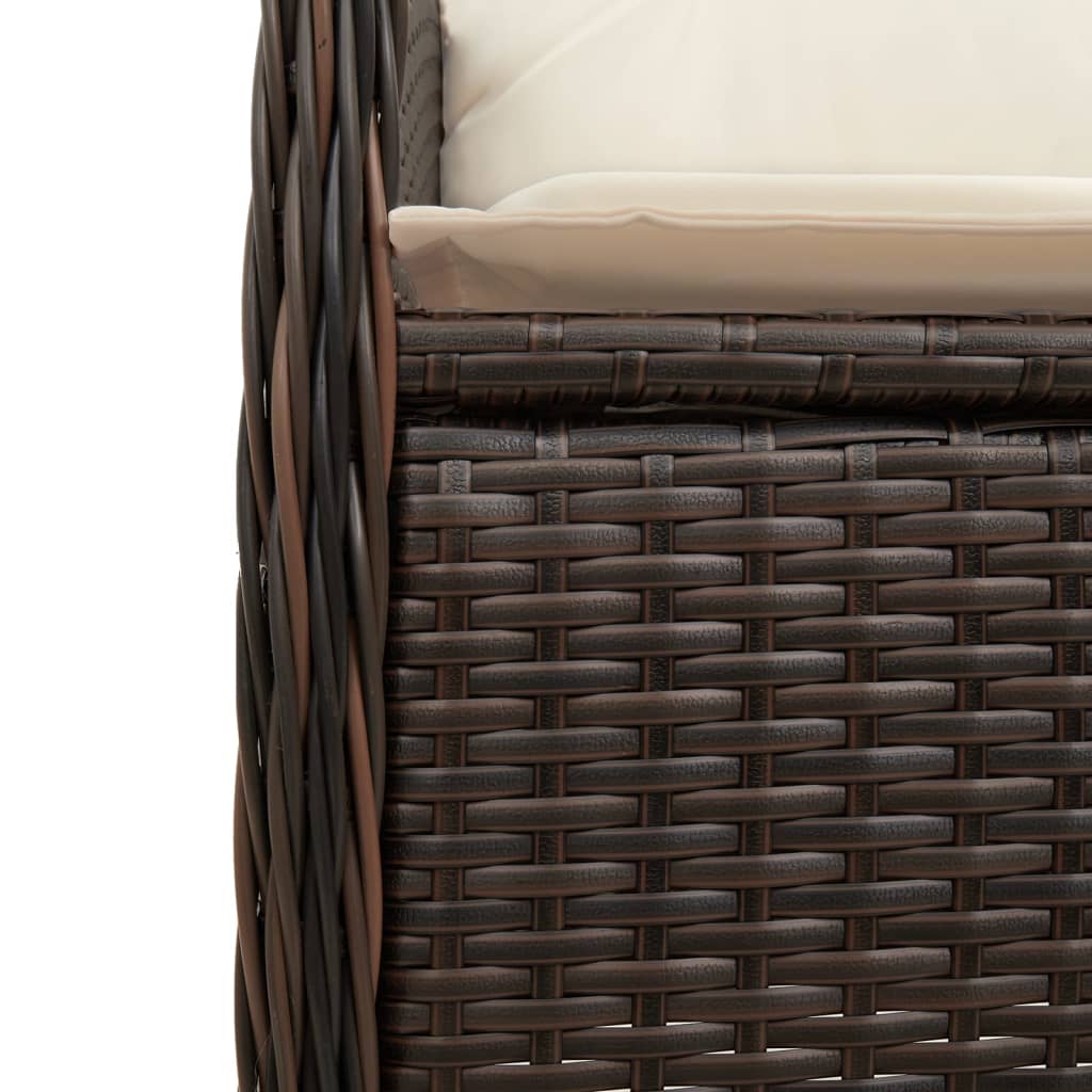 Gartensessel Verstellbar mit Kissen Schwarz Poly Rattan