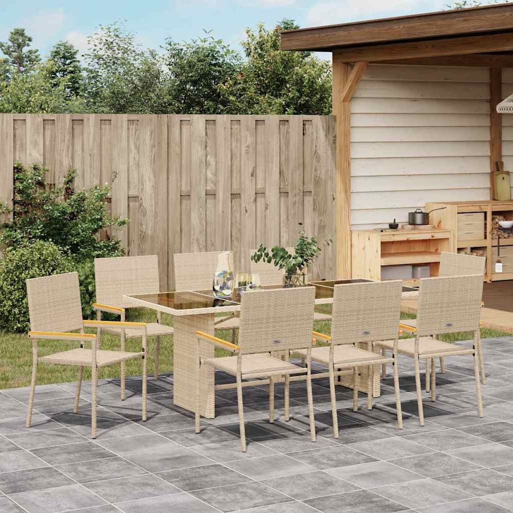 Garten Essgruppe 7 pcs Schwarz Poly-Rattan