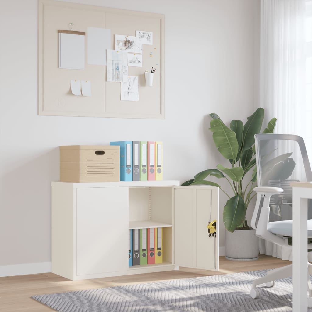 Aktenschrank mit 2 Türen Grau 90 cm Stahl