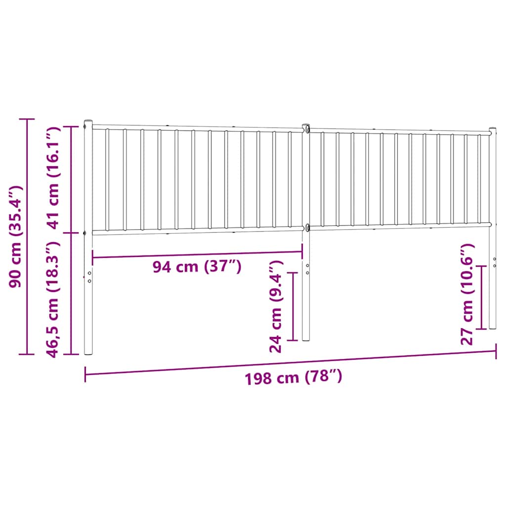 Ersatz-Kopfteil Metall Schwarz 75 cm
