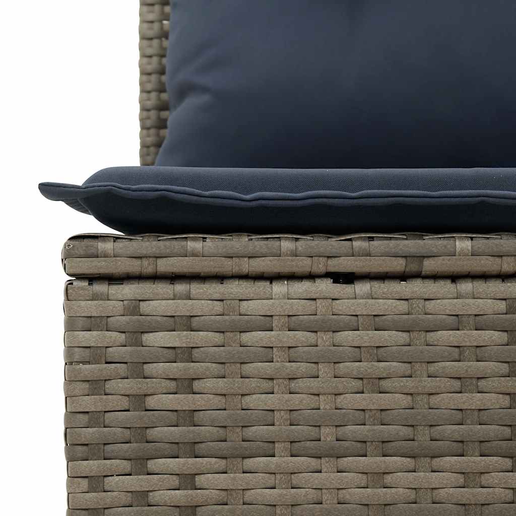 10-teiliges Gartensofa-Set mit Kissen, schwarzes Polyrattan