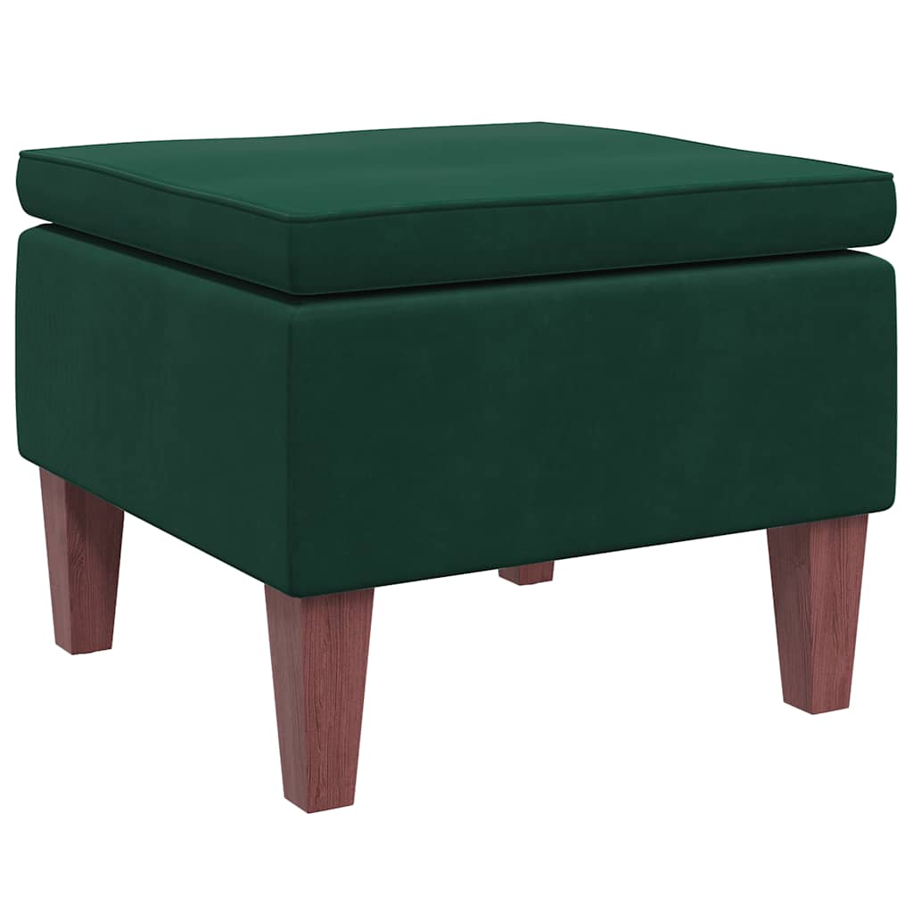 Hocker mit Holzbeinen Dunkelgrau Samt