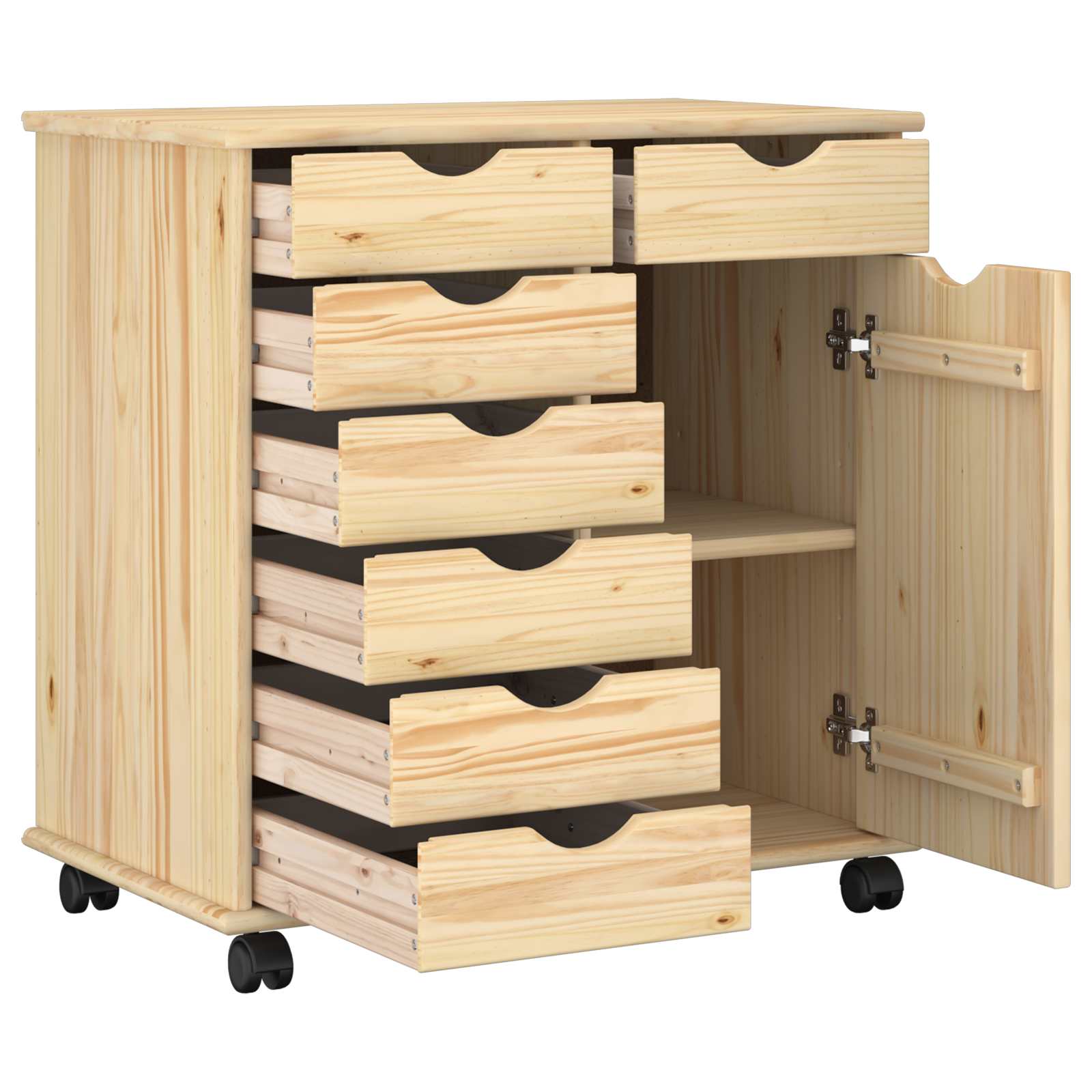 Rollschrank Honigbraun 63,5 x 39 x 65,5 cm Massivholz Kiefer