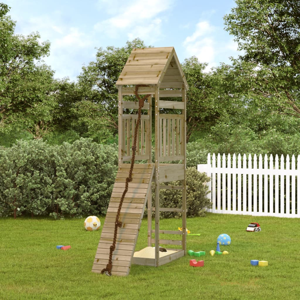 Spielturm mit Kletterwand Massivholz Kiefer