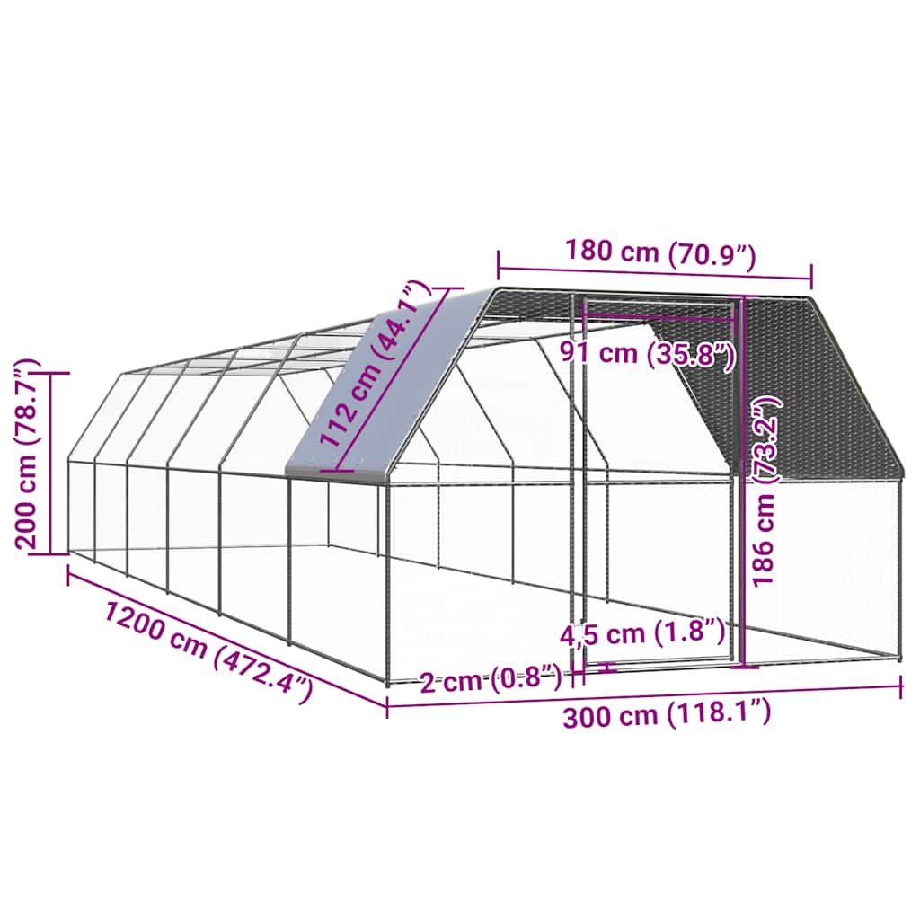 Outdoor-Hühnerkäfig 2x2x2 m Verzinkter Stahl