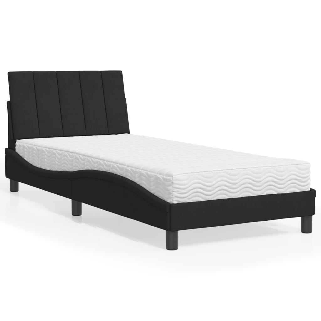 Bett mit Matratze "Hanko" Hellgrau 80x200 cm Samt