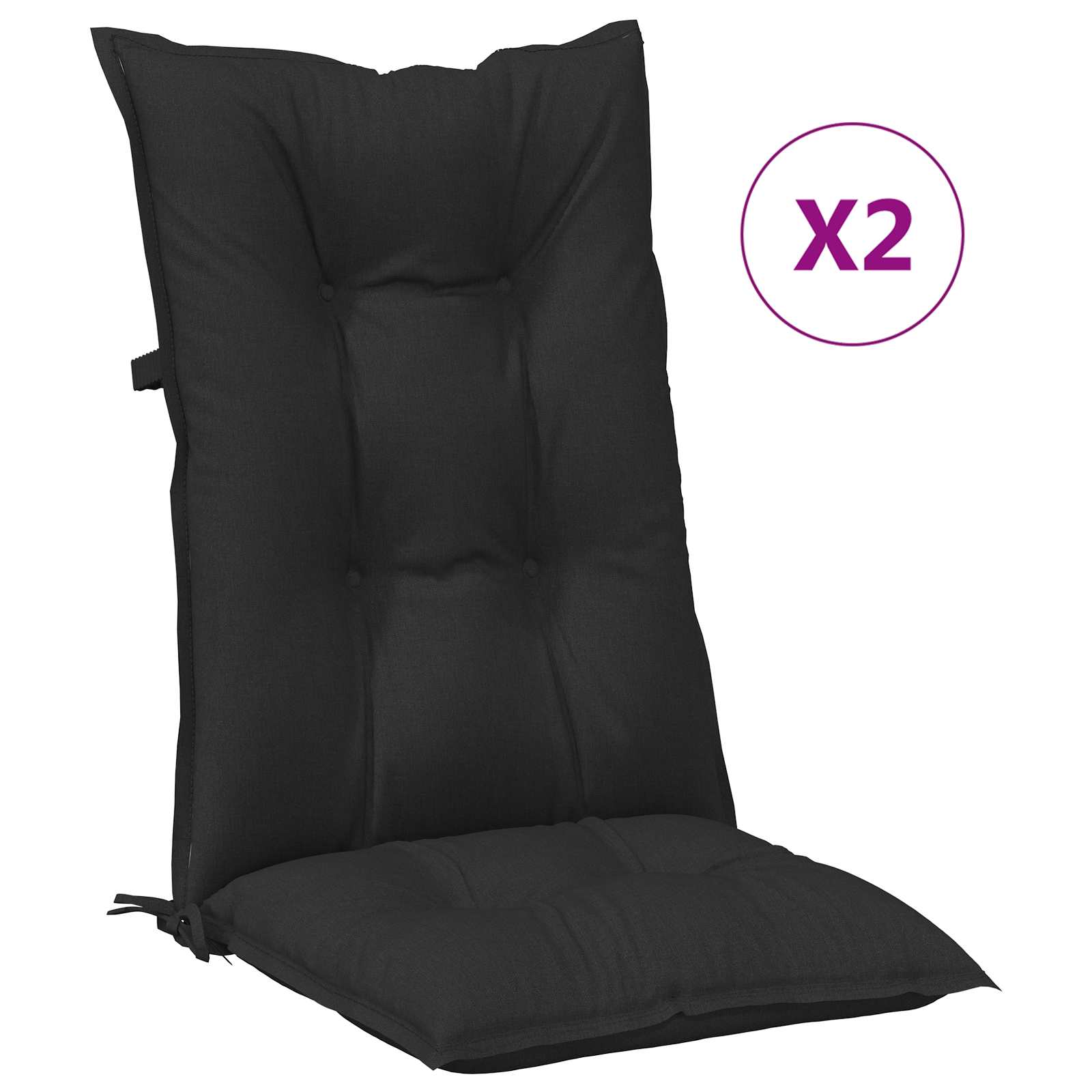Hochlehner-Auflagen 2 Stk. Melange Anthrazit 120x50x7cm Stoff