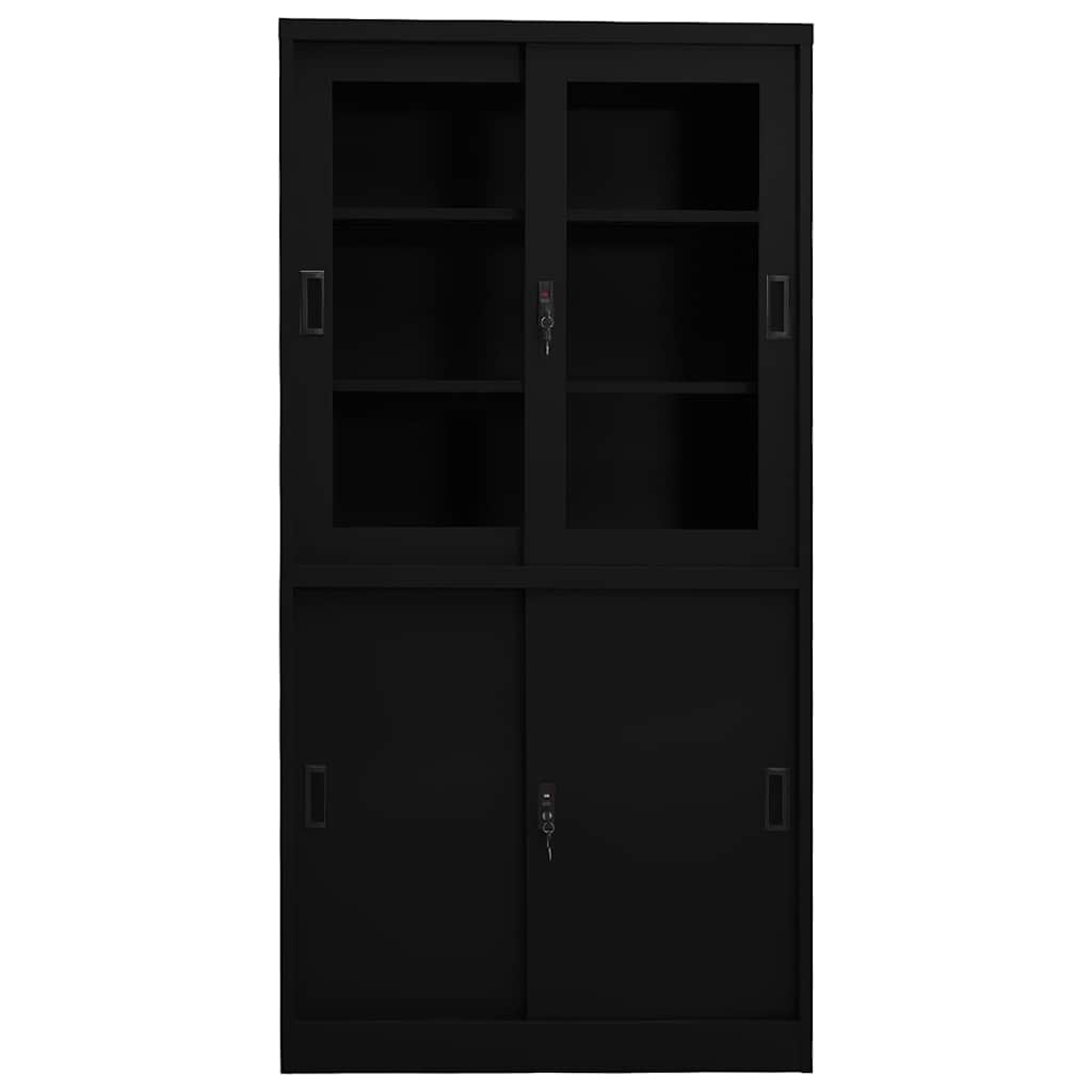 Büroschrank mit Schiebetüren Weiß 90x40x180 cm Stahl