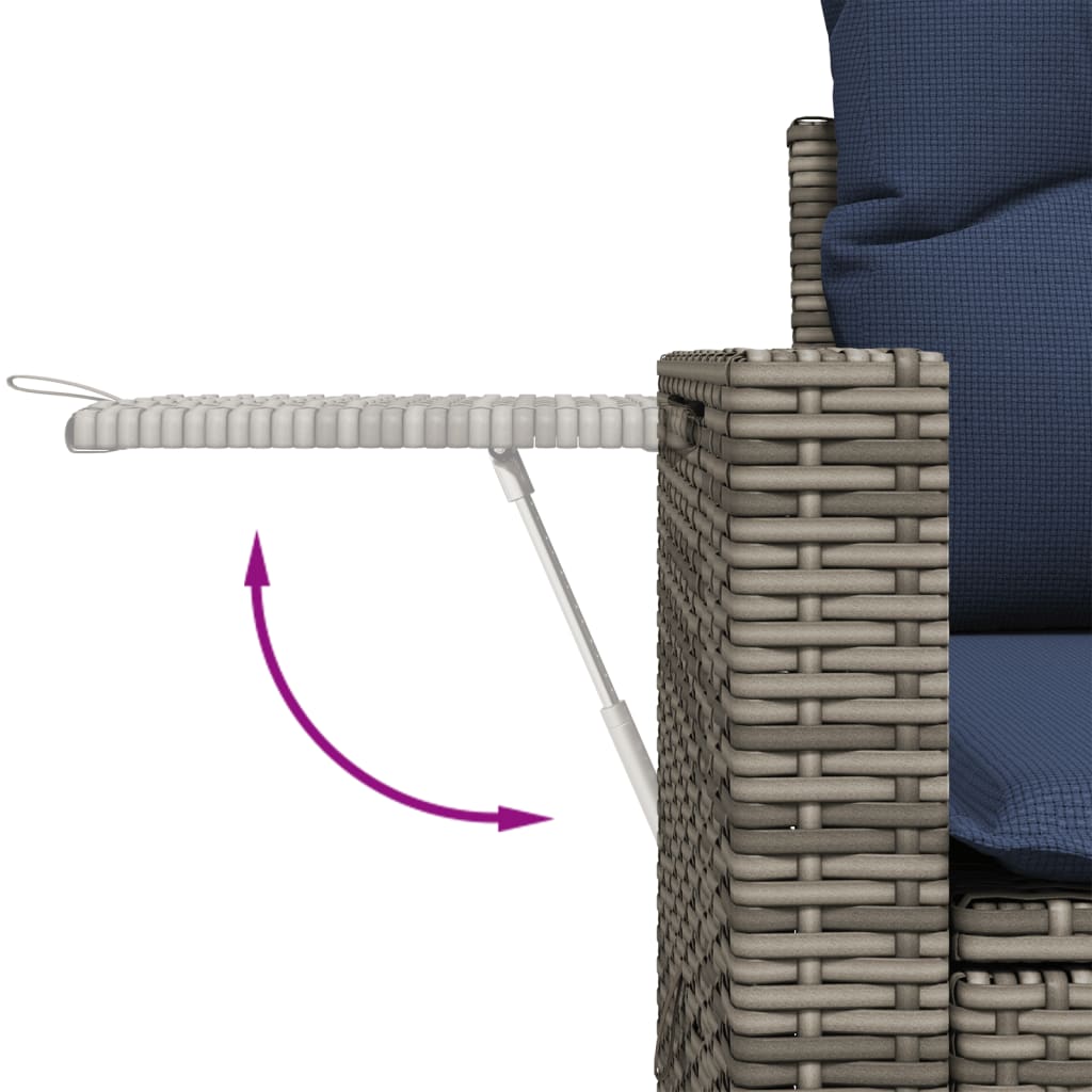 10-teiliges Gartensofa-Set mit Kissen, schwarzes Polyrattan