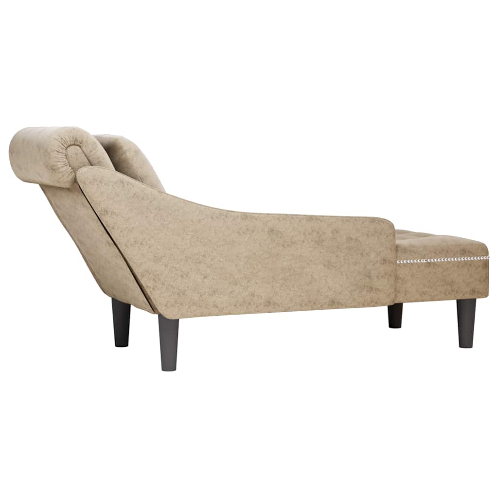 Chaiselongue mit Kissen und Rechter Armlehne Braun Kunstleder